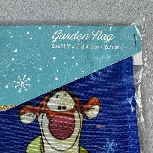 Disney Christmas Garden Flags Lot of 2 Mickey Mouse & Winnie the Pooh New w/Tags - Picture 3 of 8